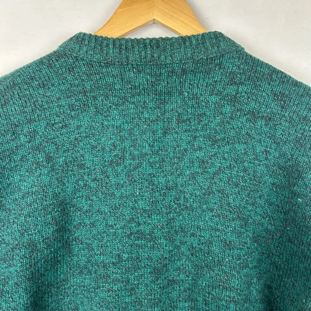 Eddie Bauer Vintage Green Wool Blend Fisherman Sweater Made in USA Men's Size S